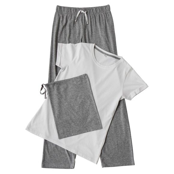 Towel City Womens/Ladies Pajama Set / White/Gray